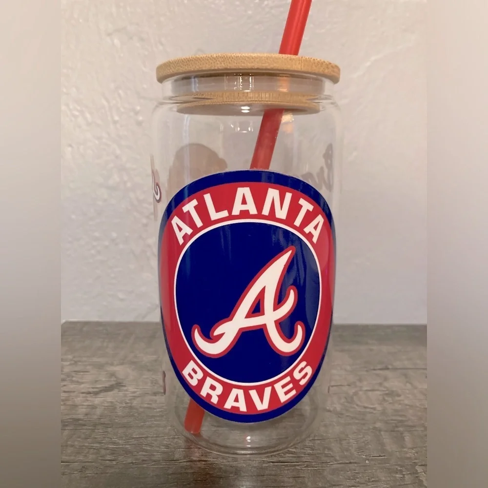 Atlanta Braves Logo Handcrafted Glass Tumbler